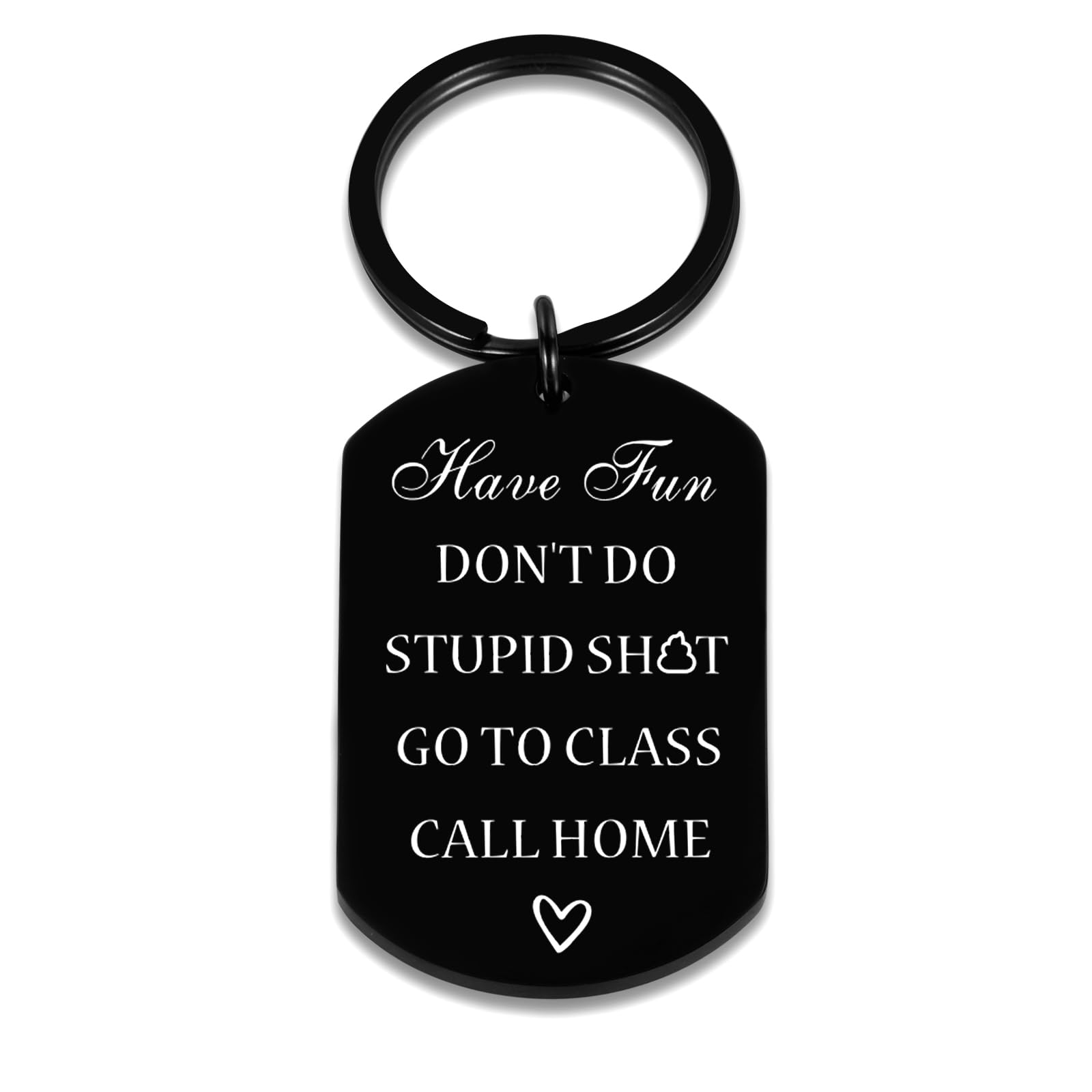 VANLOVEMAC Back to School Gifts Have Fun Don't Do Stupid Keychain for Teen Boys Girls Christmas Birthday Gifts Funny Gag Gifts for Son Daughter Off to College Student First Day of School (black)