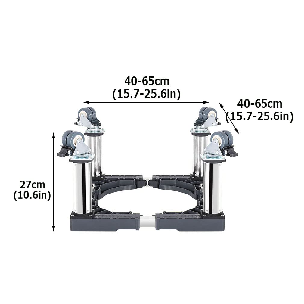Muebles móviles Dolly Roller Base móvil con 4 Ruedas giratorias Lavadora Altura del Soporte 10" Ajustable 16"-25" Secadora y refrigerador Stent Dolly para lavavajillas Enfriador de Vino (4 Ruedas
