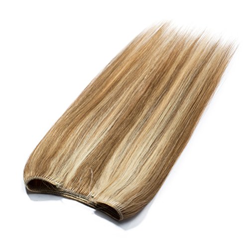 18" Golden Brown&Bleach Blonde 12&613# Hidden Wire Hair Extensions Human Hair Crown