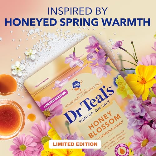 Dr Teal's Epsom Salt Magnesium Soak, Limited Edition Honey Blossom, 3 lbs (Pack of 4) - image 3