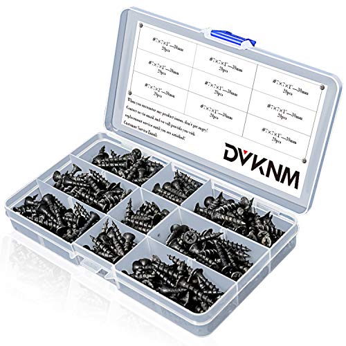 Screws Quality Black Steel #7 Drywall Screws Sharp Point Self Tapping Screws Black Steel Wood Screws,Screws Assortment Set ï¼ŒMachine Screws,180PCS - for Drywall Sheetrock, Wood-30mm