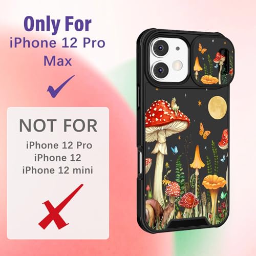 Image of Funermei for iPhone 12 Pro Max Case - Women Girls Cute Phone Cover Girly Pretty Aesthetic Mushroom Plant Unique Design with Camera Cover Funda for Apple for iPhone 12 Pro Max