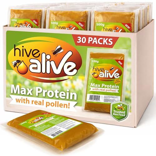 HiveAlive Max Protein Pollen Patty für Bienen 500g Eiweißreiches Bienenfutter mit echtem Pollen Unterstützt Darmgesundheit & Brut Frühlingsfutter Saubere einfache Anwendung