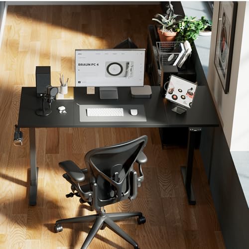 Image of Agilestic Electric Standing Desk, 63 x 24 Inches Height Adjustable Desk, Sit Stand up for Work Office Home, Ergonomic Rising Computer Table with Memory Preset, Black
