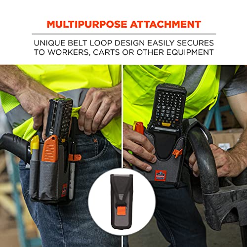 Image of Ergodyne Squids 5540 Barcode Scanner Holster Pouch for Gun Grip Mobile Computers, Holder for Handheld Bar Code Scanners, Belt Loop Attachment Gray Large