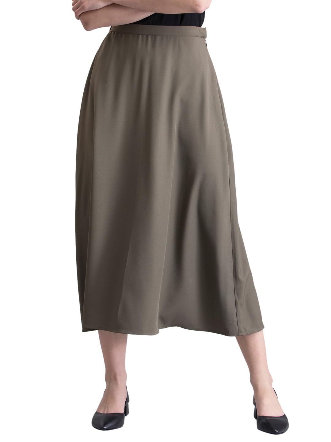fablestreet Women's Polyester A Line Midi Skirt (Olive) (28) (SK055OLIV-28)-picture-32