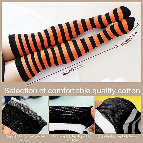 Image of Raylarnia Women's Extra Long Opaque Striped Over Knee High Stockings Socks