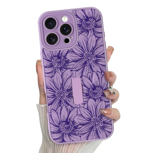 MZELQ for iPhone 16 Pro Case Sunflowers Floral Flower Pattern -Purple