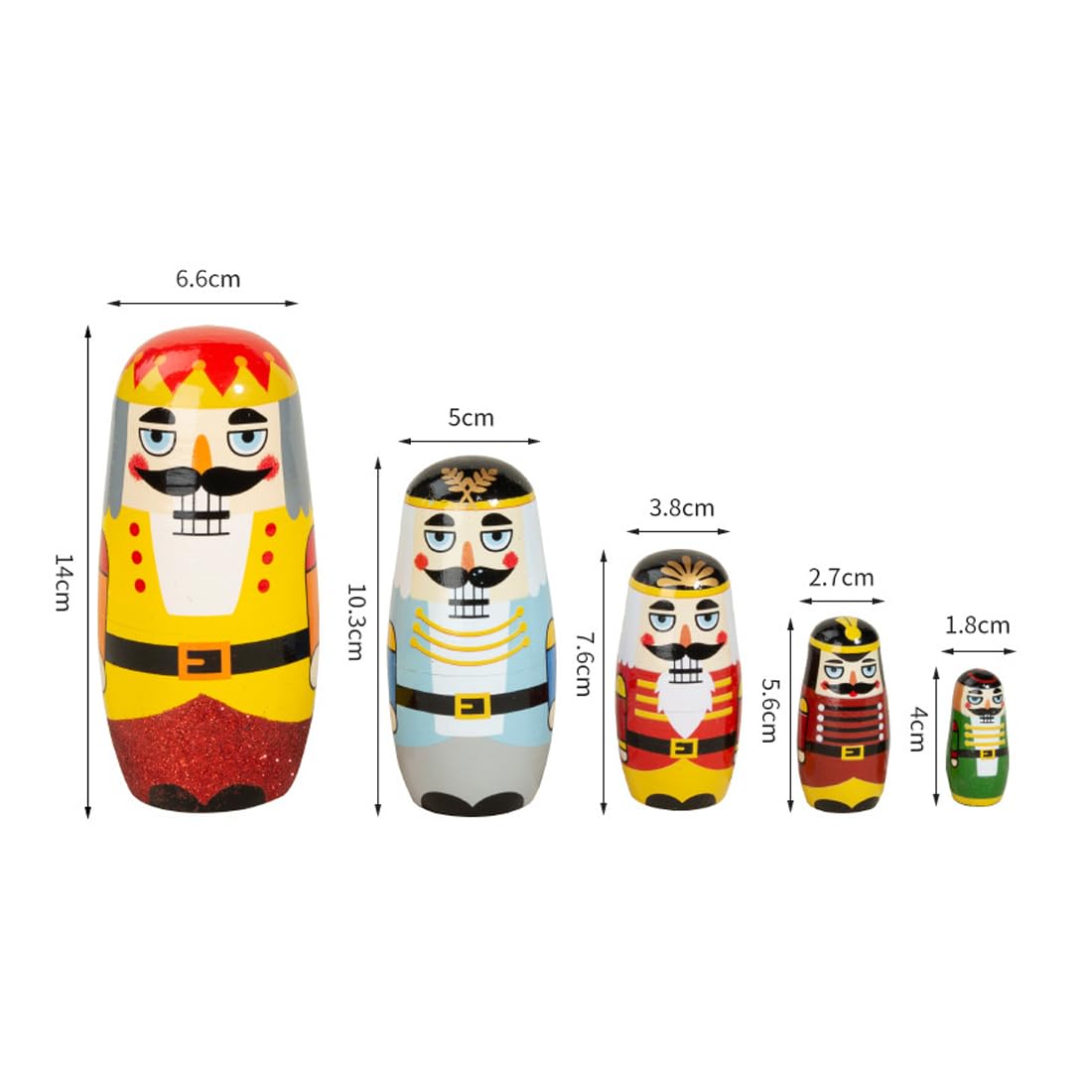 Poupées Russes Casse-Noisette | 5 Pièces Figurines Emboîtables En Bois
