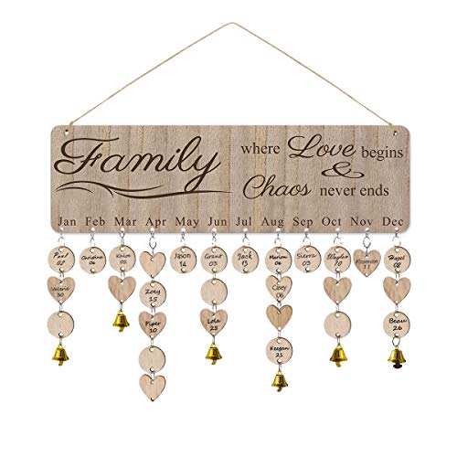 FamGift Birthday Calendar Wall Hanging Plaque DIY Gift Decor Board,Gifts for Moms Dads,Anniversary
