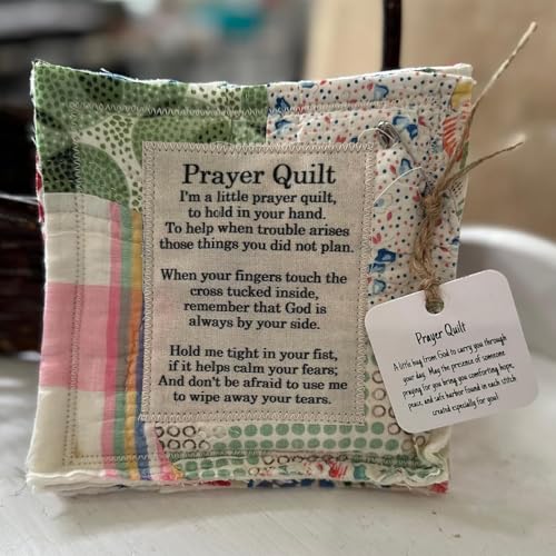 Handmade Colorful Quilts With Cross Inside - Pocket Quilt Gifts, Mini Scripture Quilts for Sympathy & Remembrance