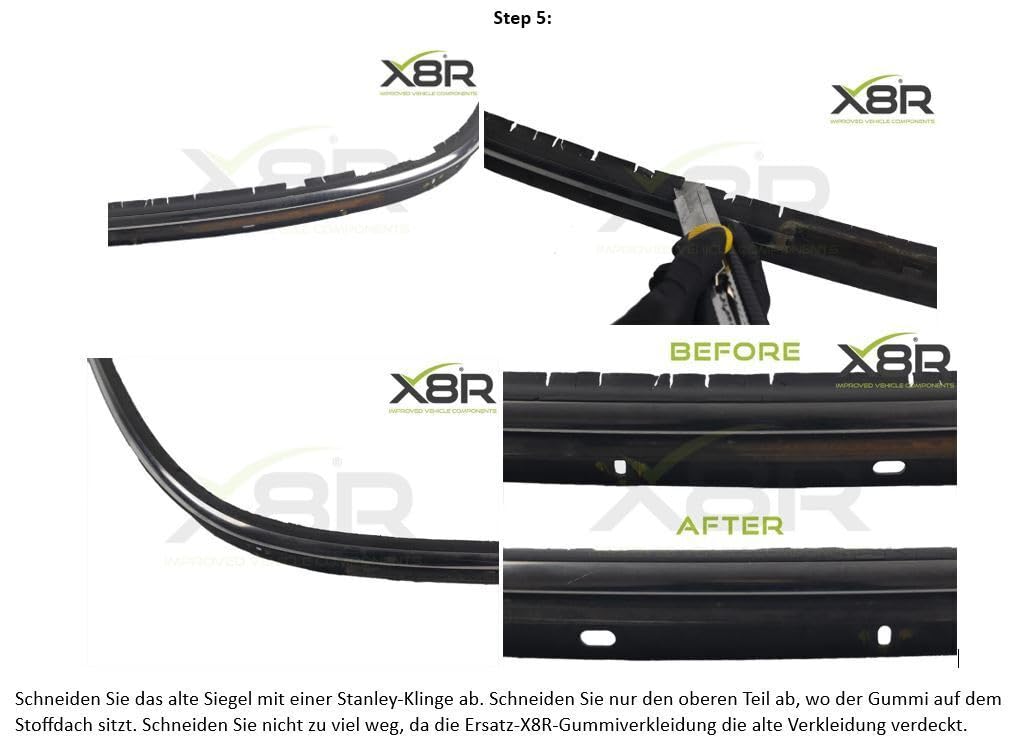 X8R Dichtung Chrom Zierleiste Verdeck kompatibel mit Mini Cooper Cabrio Bj 04-15