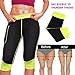 TrainingGirl Women Neoprene Sauna Leggings Sweat Shorts Weight Loss Workout Running Capris Slimming Compression Thermo Pants (Black-Green, XL)