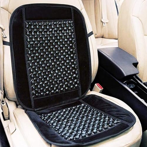 Protector de asiento de coche contra el calor con masaje de cuentas de madera y felpa 2