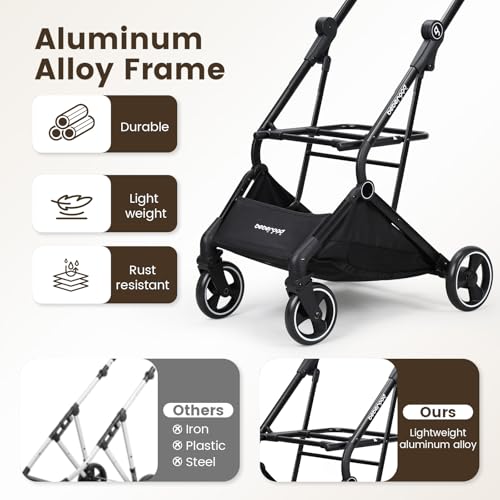 Image of T3 Small Dog Stroller (Beige) | Detachable Carrier, Easy Assembly, Aluminum Alloy Frame, Larger Rear Wheels, Breathable Fabric, One-Touch Braking