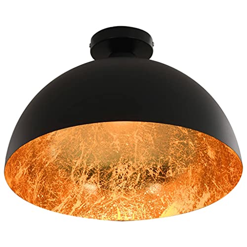 Lampe de plafond E27 semi-sphérique noire pour éclairage intérieur - 4