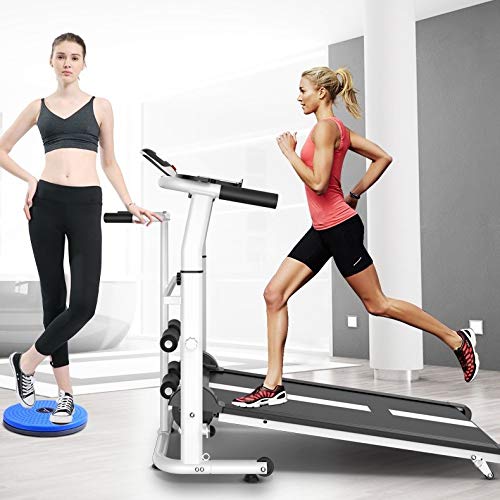 Image of Treadmills Pink Treadmill Foldable Manual Running Training Sports Multifunctional Mute Fitness Equipment 3 in 1 Twisting Waist Machine