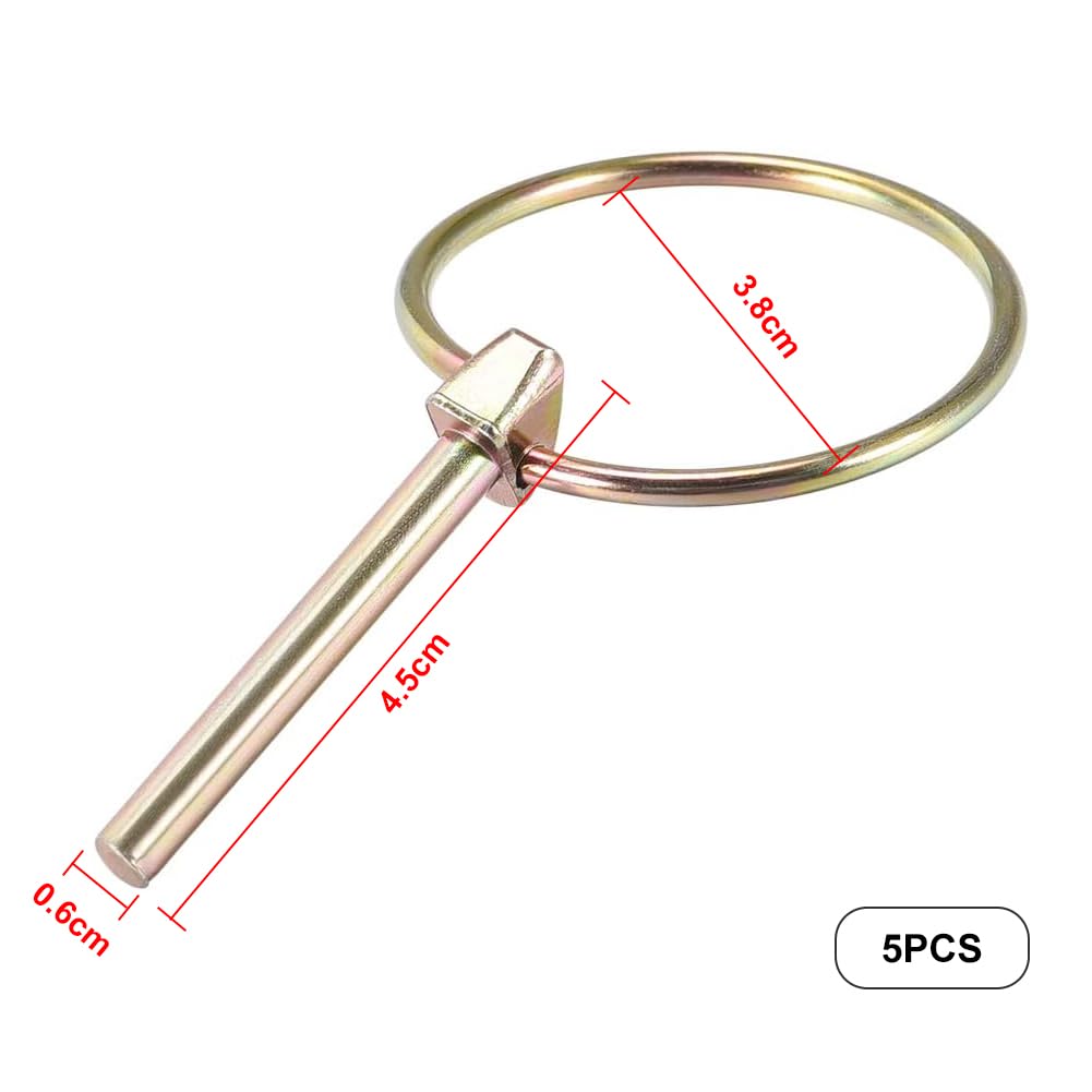 Perni di Collegamento,M6 Coppiglie Spine Scatto Coppiglie ad Anello 5 Pezzi Perni,Copiglie Assortite Perno a Scatto Spine a Scatto Coppiglie ad anello,Pinotti Assortmento Rotondi di Fissaggio