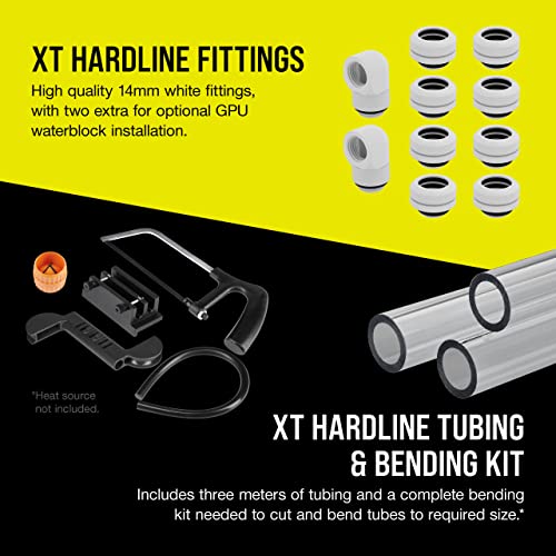 Corsair Hydro X Series iCUE XH305i RGB PRO Custom Cooling Kit (Hardline CPU Cooling Loop, CPU Water Block, D5 Pump/Reservoir Combo, Radiator, 3x RGB Fans, iCUE Software Control) White - Image 8