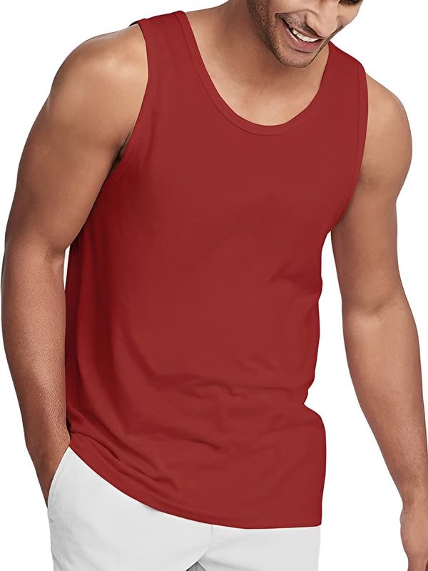 Image of Men's Cotton Sleeveless Vest Pack of 2 | 180 GSM Bio Washed Gym Tank Top | Regular Fit Round Neck for Innerwear