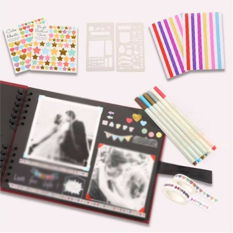 Travel Growth Commemorative Book ﻿ Vintage Creative DIY Album Scrapbook Photo Storage Commemorative Album Applicable to Photos, Receipts, Star Cards, etc(D)