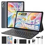 PIXGOOD 2K Tablette 11 Pouces, 36GB RAM+512GB ROM (2TB TF), Android 15, 4G SIM LTE+5G WiFi, Octa-Core, 2000 * 1200, 9580mAh, 13MP+8MP, WidevineL1, GPS, Bluetooth, Tablette avec Clavier ect (Gris)