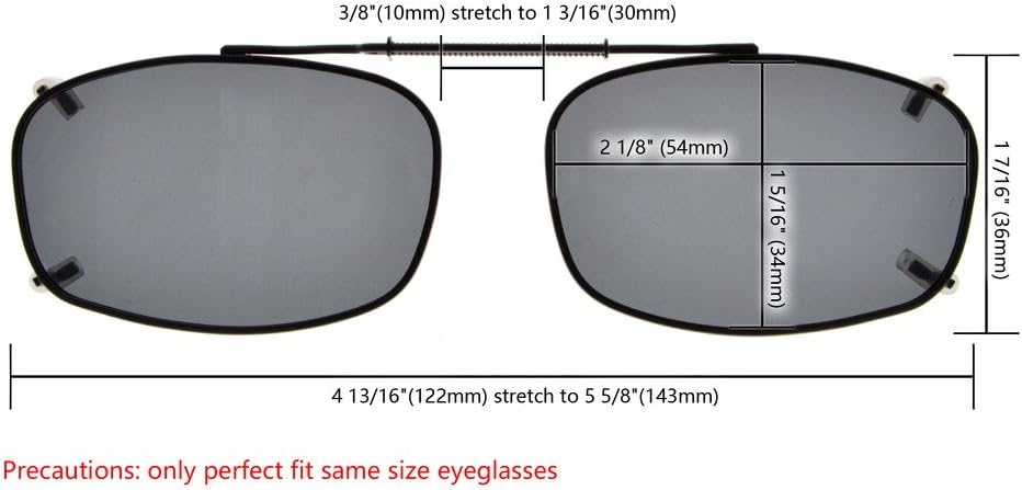 Eyekepper Metal Frame Rim Polarized Lens Clip On Sunglasses 54 * 34MM - Image 4
