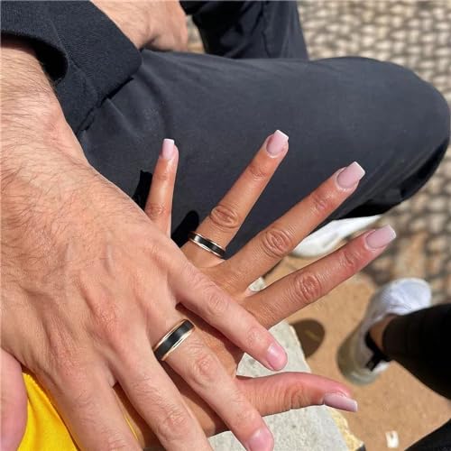Anillo de carburo de tungsteno negro para hombre y mujer alianza cepillada 5
