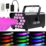 HOLDLAMP 500W FOG スモークマシン フォグマシン 18個のLEDライト&13個のカラフルなライト効果 ポータブルスモークマシン リモコン付き ハロウィンスモークマシン フォグフォガーマシン パーティー、結婚式、DJ、ステージショー用