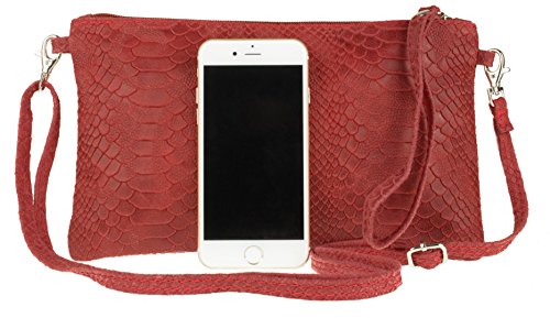 Pochette en daim italien haut de gamme imprimé serpent corail authentique