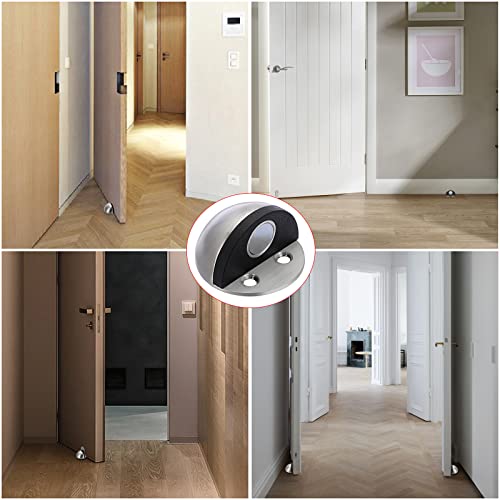 Sumnacon 4Pcs Stainless Steel Door Stopper-Floor Door Stop With Rubber Bumper,Contemporary Safety Floor Mounted Doorstop With Hardware Screws,Home Commercial Adhesive Floor Door Stop,Silver #TOP6