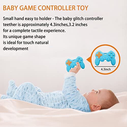 Cool Remote Game Control Teething Toy for Babies 0-6 6-12 Months,Game Controller Teether for Gamer Parents,Baby's First Valentines Day Gifts,Silicone Remote Chew Toys(Blue