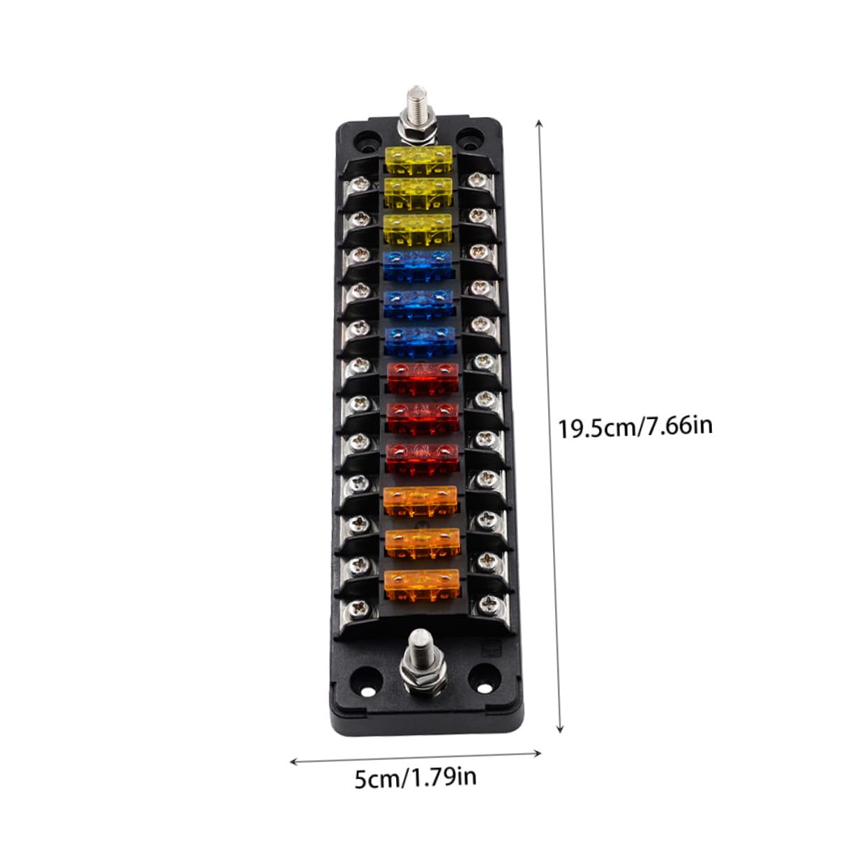 Portafusibili Auto 12 Vie 32v 75a Nero con Fusibili Doppi | Pa66 PC Rame Acciaio Inox Pp, Installazione Rapida, 20a per Circuito 12-16awg, Etichette Incluse