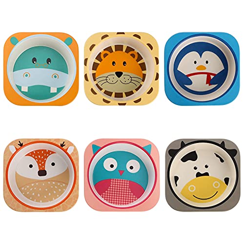 Zeayea 6 Pack Bamboo Kids Bowls, 10 Oz Durable Cartoon Bowls For Children, Bpa Free Cute Snacks Bowls, Square Dinner Tableware For Serving Soup, Cereal, Pasta, Ice Cream, Dishwasher Safe #TOP9
