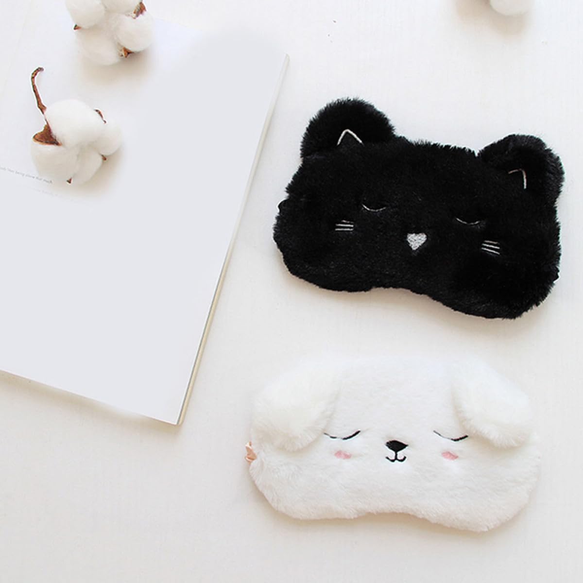Máscara para Dormir de Dibujos Animados Negra, Paquete de 3 Unidades, Cómoda Felpa Seda, Adecuado para Camping y Uso al Aire Libre