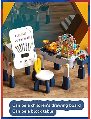Multifunctional kids table with 2 chairs, wheeled luggage, Compatible With Large Building Blocks. (Surfie Green), 60 x 46 x 46 cm (FLBSD52-1)