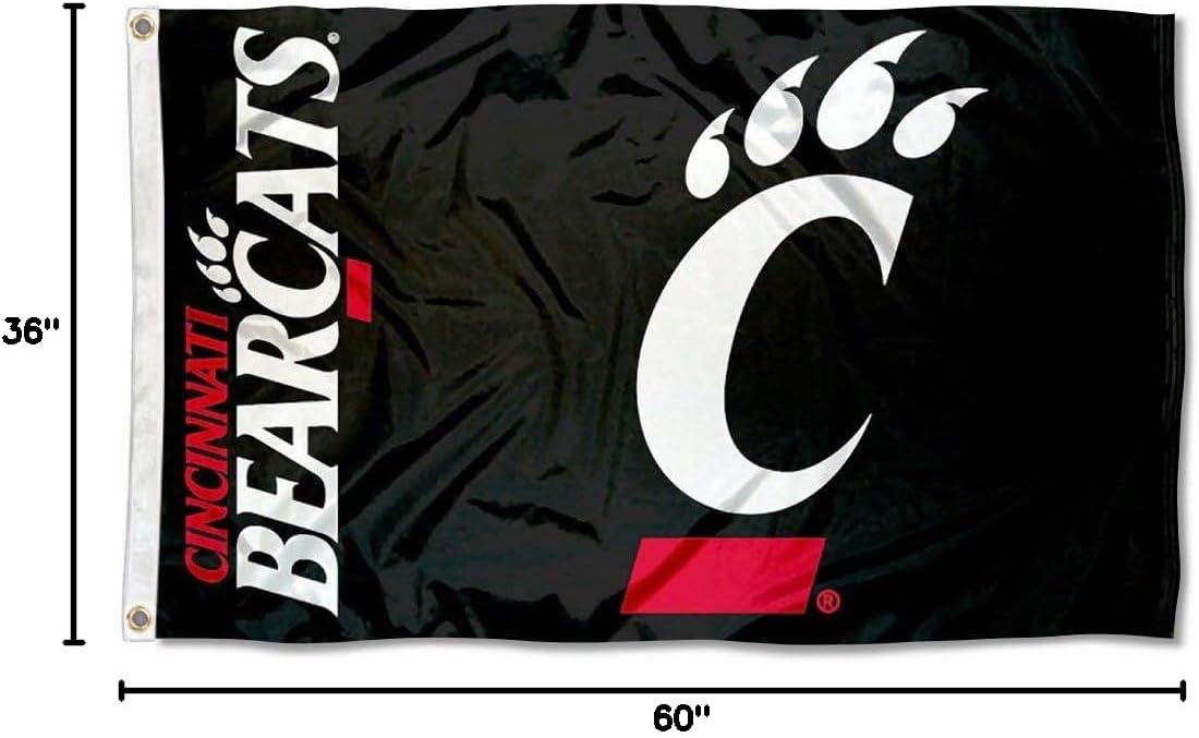 College Flags & Banners Co. University of Cincinnati Bearcats 3x5 Flag and USA 3x5 Flag Set
