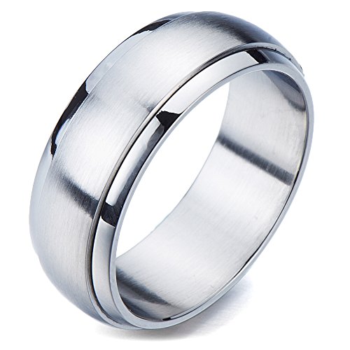H+C Estilo Refinado- Anillo de Hombre Mujer- Unisex- Acero Inoxidable- Anillo Giratorio- Ajuste Cómodo(7)