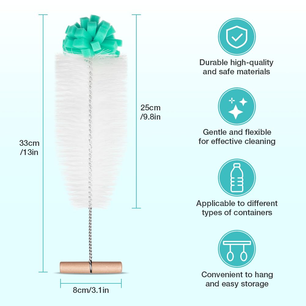 Cepillo para Botellas de Cristal SodaStream, Limpia Termos, Verde
