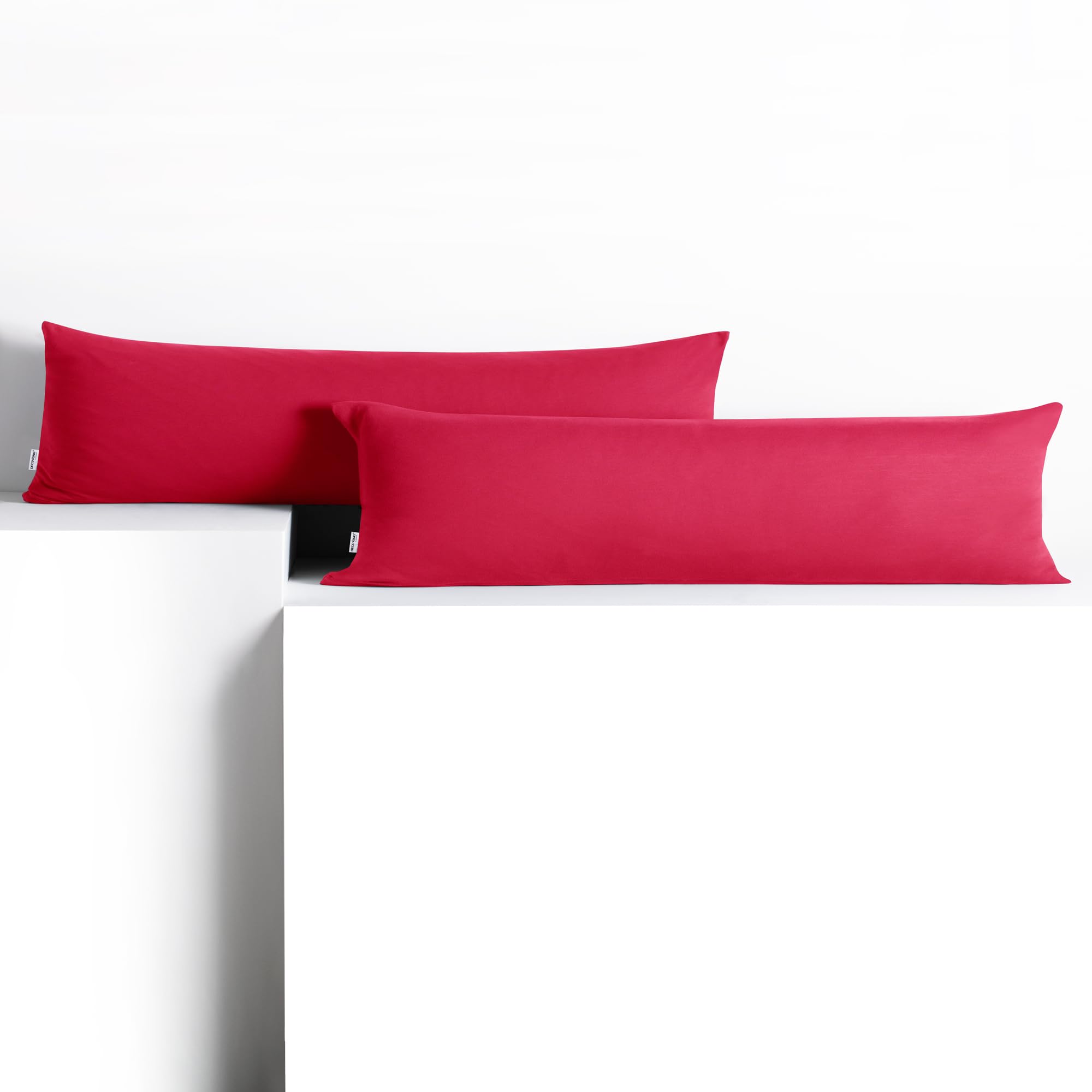DecoKing Amber Pillowcases 20 x 145 cm Jersey Cotton Zip Pink 2 Pieces, 20 x 145 *2
