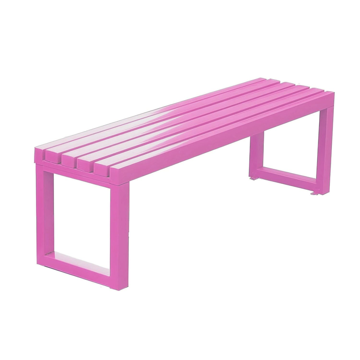 Banco de patio de metal para 2 personas resistente a la intemperie de 59 pulgadas, asiento al aire libre sin respaldo para jardín, porche y patio trasero, piel de parque fácil de insertar