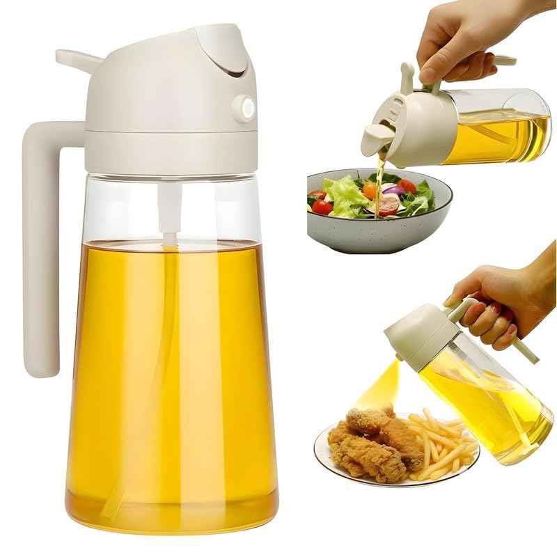 YUVELLA 500ml Premium Oil Dispenser | Glass Oil Bottle with Sprayer | Leak-Proof Oil Pourer for Kitchen Cooking