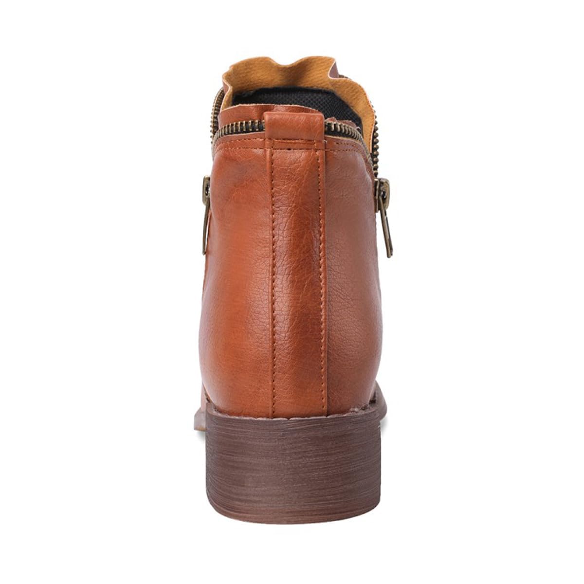 Damskie botki na grubym obcasie, wygodne, okrągłe noski, botki na zamek błyskawiczny z boku, zimowe botki, skórzane buty w stylu vintage, eleganckie buty