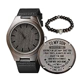 Kenon Personalized Wood Watches Gifts for Son, Engraved Handmade Mens Wood Watches for Son from Dad