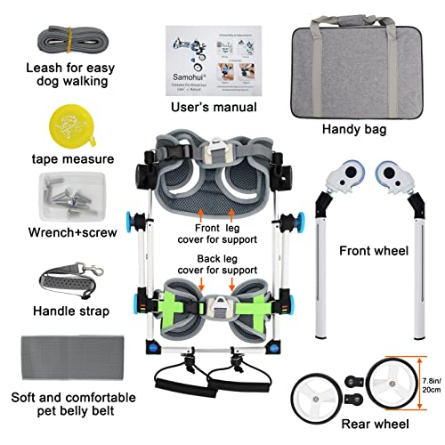 Image of Adjustable 4 Wheel Dog Wheelchair,Foldable Dog Wheelchair for Back Legs,Helps Small Pets with paralyzed Legs Full Support regain (M White)