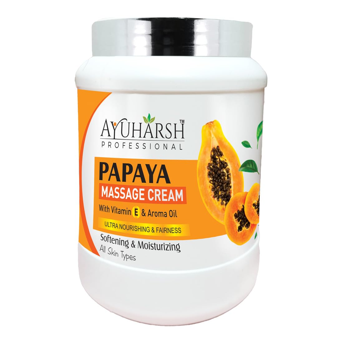 Ayuharsh Aroma Papaya Massage Cream with Vitamin E and Papaya Extracts for Glowing Skin (800 ml)
