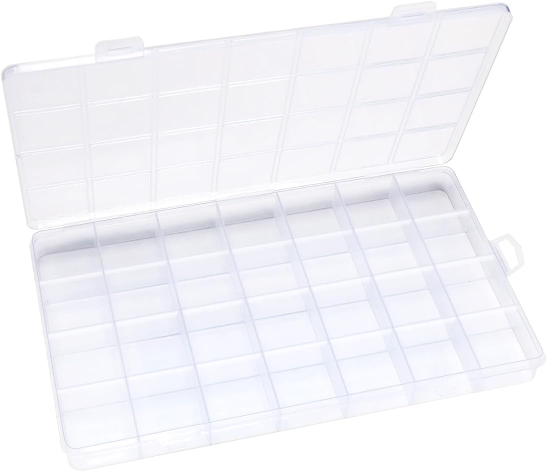 Eppingwin 28 Grids Bead Organizer, Craft Organizers and Storage, Acrylic Organizers, Plastic Bead Organizer Box for Crafts Organizing Storing