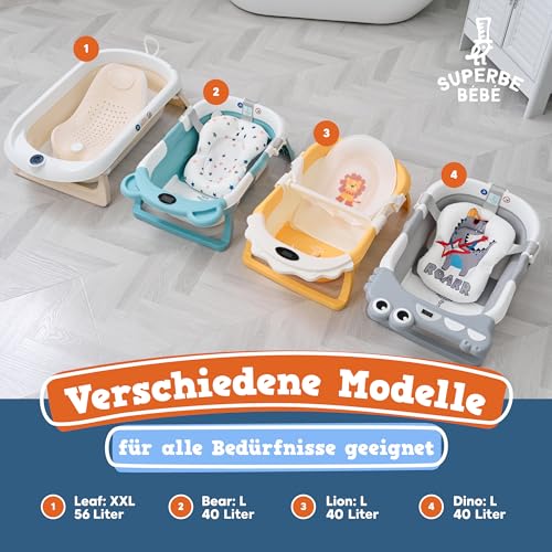 Faltbar Baby Badewanne Mit Rutschfestem Badekissen - Babywanne XXL Mit Baby Badewannensitz & Badethermometer - Von Der Geburt Bis 3 Jahre - Baby Bathtub - Geburtsgeschenke Für Mädchen & Jungen
