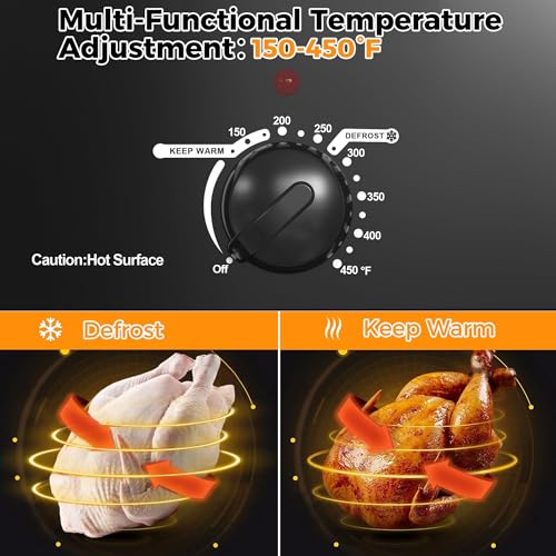 Image of 18 Quart Roaster Oven with Self-Basting Lid, Electric Turkey Roaster Oven with Defrost & Warm Function, Adjustable Temperature, Removable Pan & Rack, Stainless Steel, Black