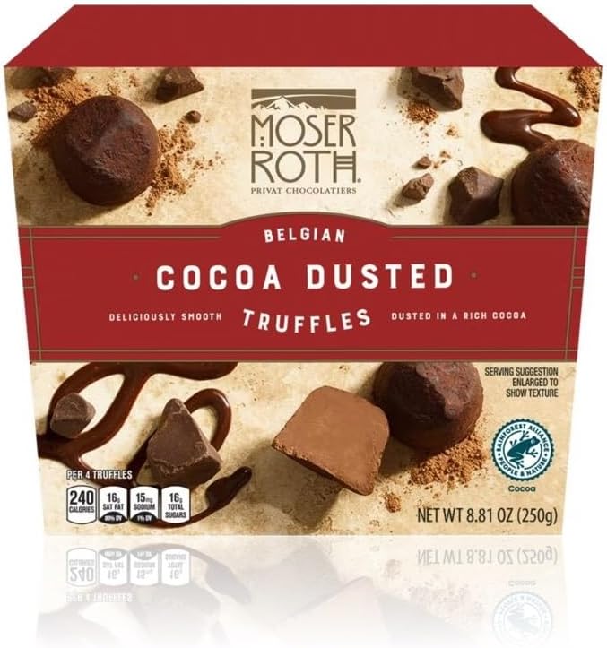 Belgian Cocoa Dusted Truffles, 8.81 oz (1 Box, Cocoa)
